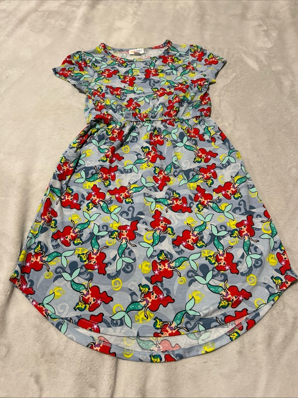 LuLaRoe Disney The Little Mermaid Ariel & Flounder Mae Dress! Girls Size 10!